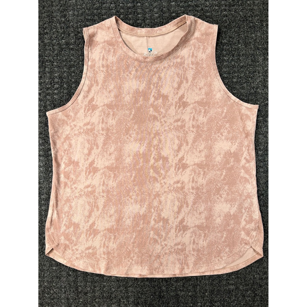 Kuhl Womens Tank Top Large Pink Tan Abstract Print Sleeveless Athletic Hiking‎
